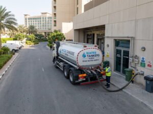 Bulk water tanker supplying a Dubai hotel