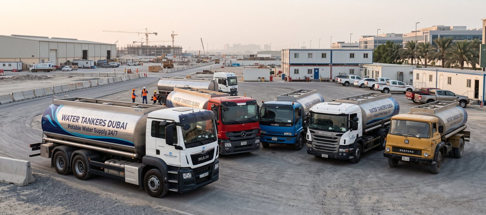 Water Tankers Dubai tankers in the yard alongside the wider fleet
